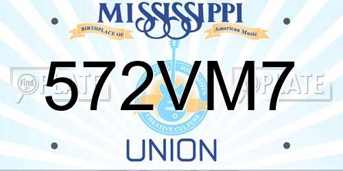 572VM7 Mississippi License Plate