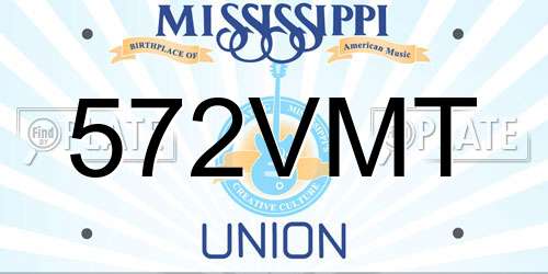 572VMT Mississippi License Plate