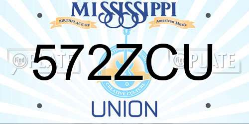 572ZCU Mississippi License Plate