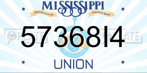 57368I4 Mississippi License Plate