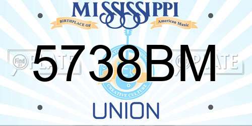 5738BM Mississippi License Plate