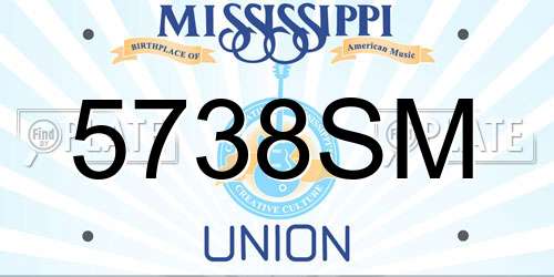 5738SM Mississippi License Plate