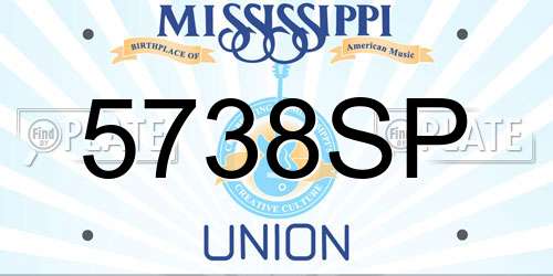 5738SP Mississippi License Plate