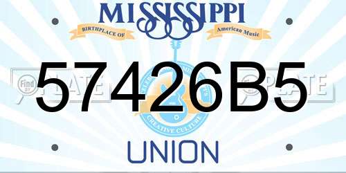 57426B5 Mississippi License Plate