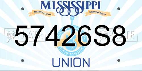 57426S8 Mississippi License Plate