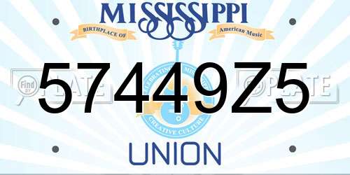 57449Z5 Mississippi License Plate