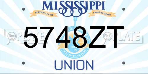 5748ZT Mississippi License Plate