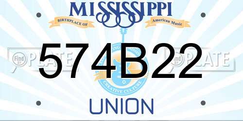 574B22 Mississippi License Plate