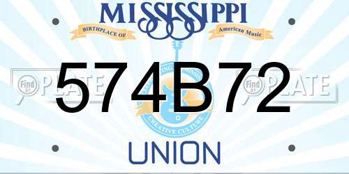 574B72 Mississippi License Plate