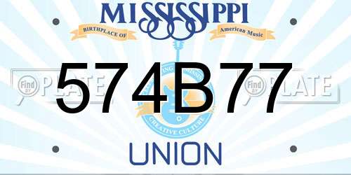 574B77 Mississippi License Plate