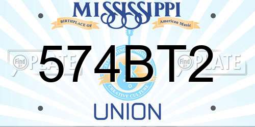574BT2 Mississippi License Plate