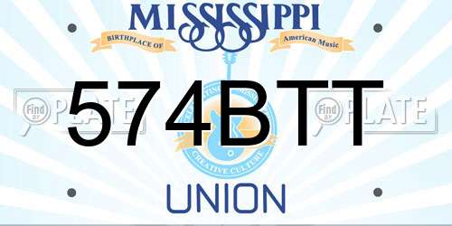 574BTT Mississippi License Plate