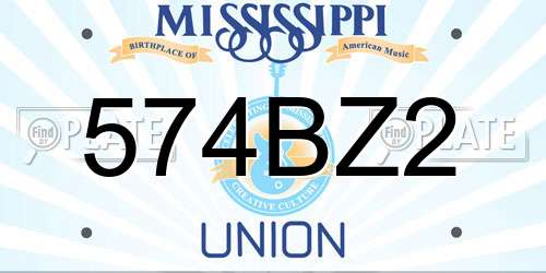 574BZ2 Mississippi License Plate