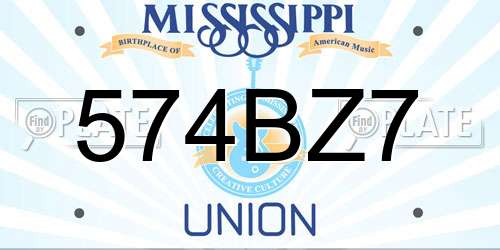 574BZ7 Mississippi License Plate