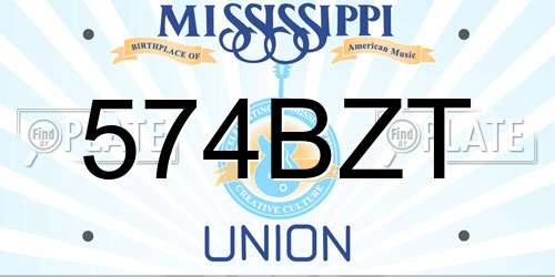 574BZT Mississippi License Plate