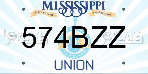 574BZZ Mississippi License Plate
