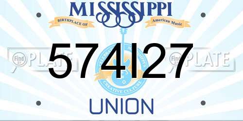 574I27 Mississippi License Plate