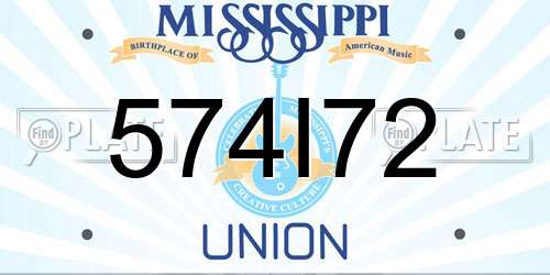 574I72 Mississippi License Plate