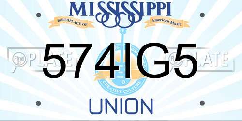 574IG5 Mississippi License Plate