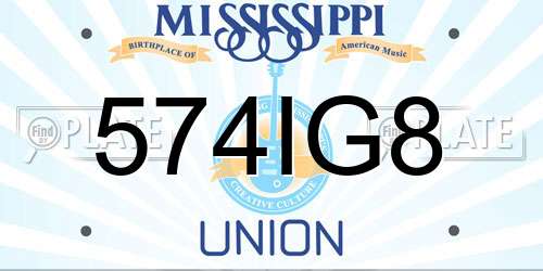 574IG8 Mississippi License Plate
