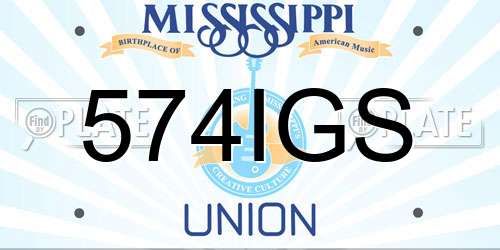 574IGS Mississippi License Plate