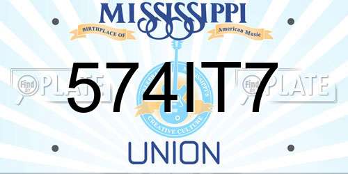 574IT7 Mississippi License Plate