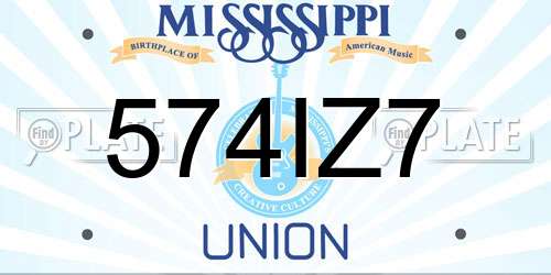 574IZ7 Mississippi License Plate
