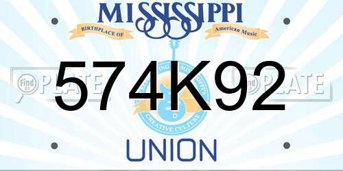 574K92 Mississippi License Plate