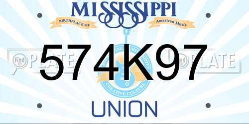 574K97 Mississippi License Plate