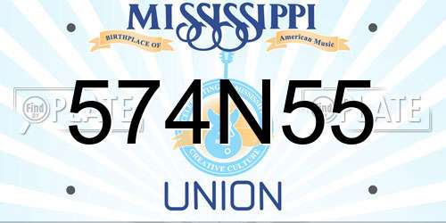 574N55 Mississippi License Plate