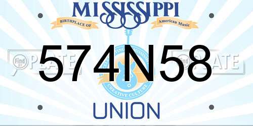 574N58 Mississippi License Plate