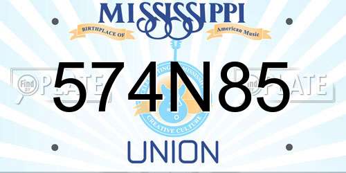 574N85 Mississippi License Plate