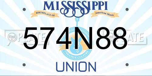 574N88 Mississippi License Plate