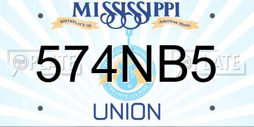 574NB5 Mississippi License Plate
