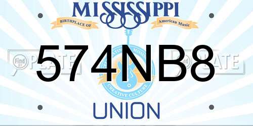 574NB8 Mississippi License Plate