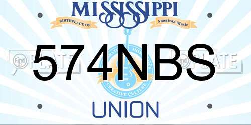 574NBS Mississippi License Plate