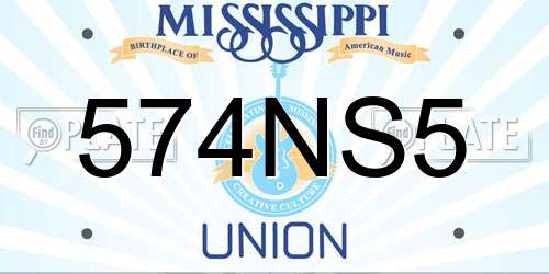574NS5 Mississippi License Plate