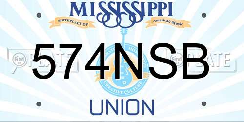 574NSB Mississippi License Plate