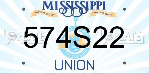 574S22 Mississippi License Plate