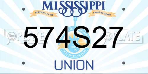 574S27 Mississippi License Plate