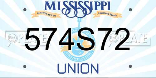 574S72 Mississippi License Plate