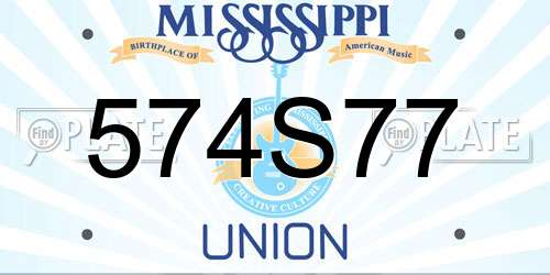 574S77 Mississippi License Plate