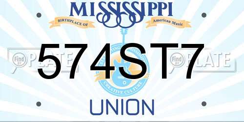 574ST7 Mississippi License Plate