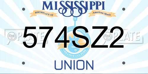 574SZ2 Mississippi License Plate