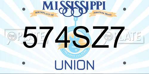 574SZ7 Mississippi License Plate