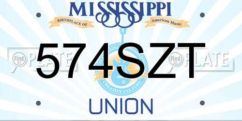 574SZT Mississippi License Plate