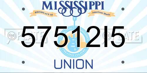 57512I5 Mississippi License Plate