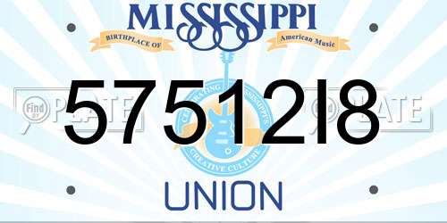 57512I8 Mississippi License Plate