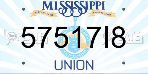 57517I8 Mississippi License Plate