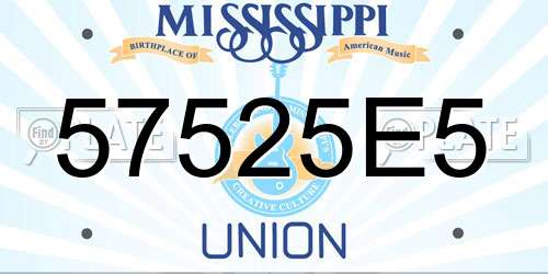57525E5 Mississippi License Plate